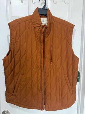 Quilted Men's Vest in Burnt Orange by